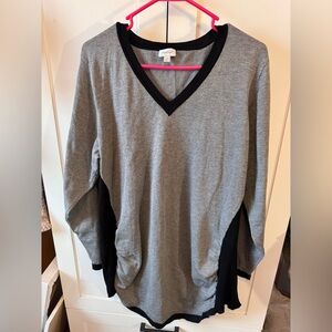 Gray and Black V-Neck Sweater